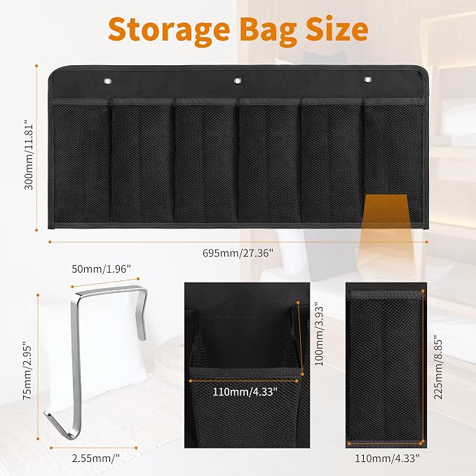 RVZONE RV Shoe Pockets 6 Large Pockets, Hanging Organizer with Sturdy Hooks - Image 2