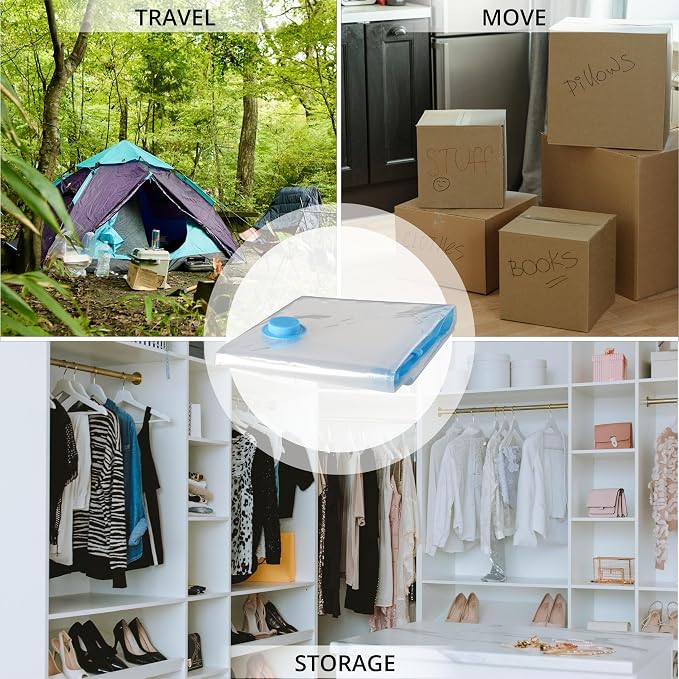 Vacuum Storage Bags 20 Pack for Clothing Moving with Electric Pump, Clear - Image 3