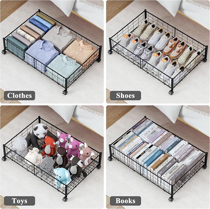 Hleelomi Under Bed Storage with Wheels, 360° Rotating, No-Assembly Underbed Storage Containers, 1 PACK - Image 8