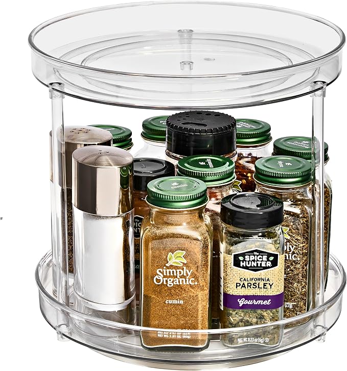 Sorbus Lazy Susan Organizer, Clear Turntable Organizer (2 Tiered) by Sorbus