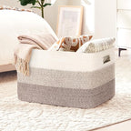 60L Woven Laundry Basket Hamper with Handles, Gradient Brown - Image 4