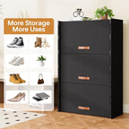 6-Tier Shoe Storage Cabinet with Fabric Cover, Hard Flip Doors, Holds 18–24 Pairs, Enclosed Dustproof Shoe Rack Organizer for Entryway, Closet & Bedroom, Shoe Shelf, Black, 27.8" x 12.0" x 41.9" - Image 4