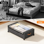 Yecaye 82L Under Bed Storage Containers, Fits 9.4" Under Bed, 2 Pack, Grey | XXL Capacity, 360° Rolling Wheels, Sturdy Metal Frame, Clear Window & Label, Storage Bins for Clothes, Blankets, Shoes - Image 8