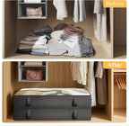 2-Pack Under Bed Storage Containers, 6 Inches Tall Clothes Storage, Black | High Side Collapsible Underbed Organizer Bin with Sturdy Sidewalls/Bottom, Cotton Linen Bins, For Seasonal Clothes & Bedding - Image 5