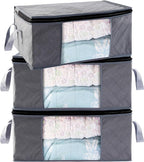 Storage Clothes Bins Closet Bags - 35L Containers Organizer Boxes Clothing Bin Organization for Organizing Blanket Pillow Sheet Sweater, Foldable Bedroom Small Storage Totes With Lids Zipper, 3pc Pack - Image 2