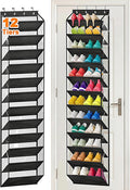 MISSLO 36 Pairs Clear Over the Door Shoe Organizer Closet Hanging Shoe Rack for Door with Large Deep Pockets Shoes Hanger Holder for Sneakers, Boots, Heels Storage (Black) by MISSLO