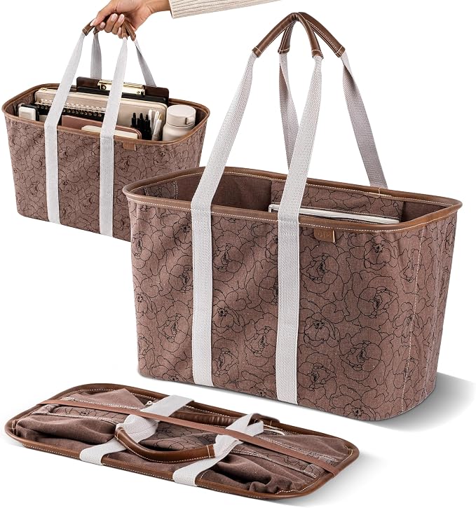 CleverMade Collapsible Tote LUXE, 30L Structured Tote Bag with Handles by CleverMade