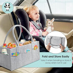 HIPHOP PANDA 2-Pack Diaper Caddy Organizer - Nursery Storage Bin & Car Organizer for Diapers, Wipes, and Baby Essentials - Dual-Color Solid Set (Dark Grey/Grey), Large Size - Image 7
