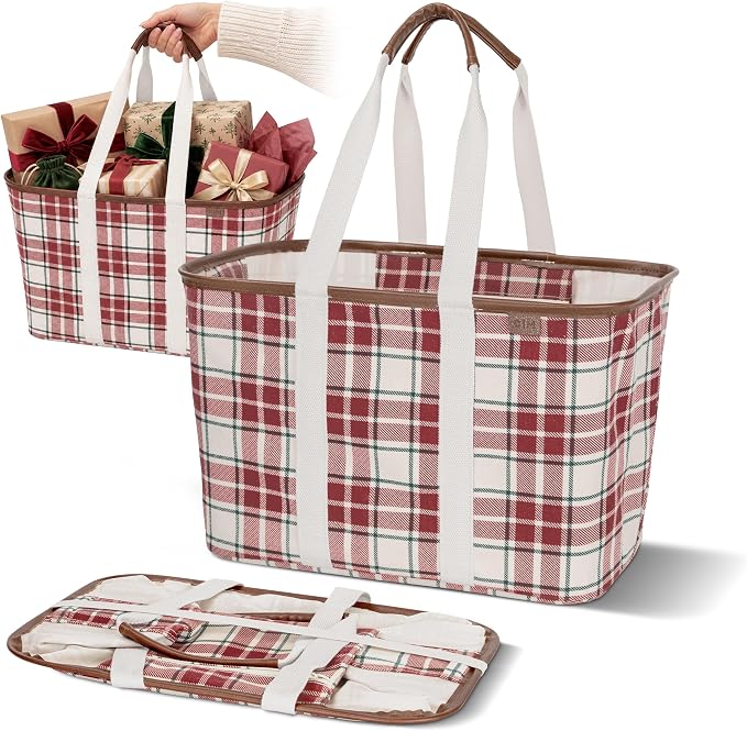 CleverMade Collapsible Tote LUXE, 30L Structured Tote Bag with Handles by CleverMade