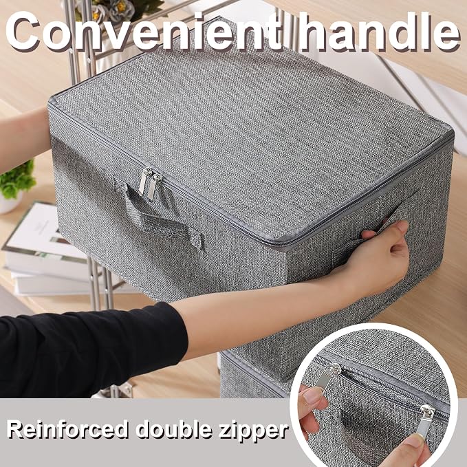 Underbed Storage Boxes with Zippers,15.7x11.8x7.8in,Grey,2 Pack - Image 8