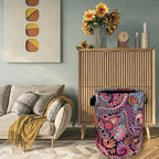 Mandala Paisley Laundry Basket Oxford Cloth Foldable Hamper 18.9x16.5 Inch - Image 7