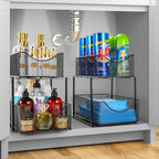 Sorbus Pull-Out Under Sink Organizer, Mesh Construction (Black, 2 Pack) - Image 2
