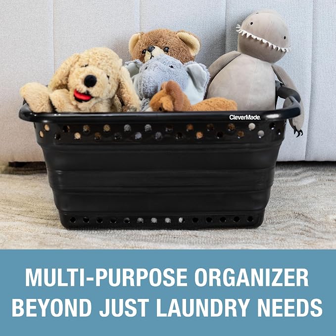 CleverMade Collapsible Laundry Basket, 39L Capacity, Foldable to 3.15 Inches, Pack of 2, Black - Image 5