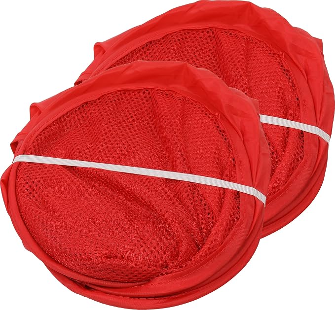 Simple Houseware Mesh Pop-Up Laundry Hamper with Side Pocket, 2 Pack, Red - Image 6