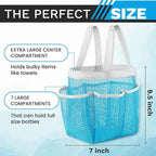 Handy Laundry Mesh Shower Caddy - 7 Pocket Portable Bathroom Organizer Tote for Travel, Gym & Dorm - Collapsible Small Shower Caddy Bag to Hold Toiletries & Essentials (Blue) - Image 3