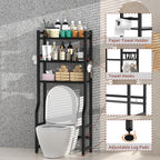 Livilord 3 Tier Over The Toilet Storage Rack with Toilet Paper Holder, Metal Freestanding Bathroom Shelves with 4 Hooks, Over Toilet Storage Shelf for Bathroom Storage, Black - Image 4