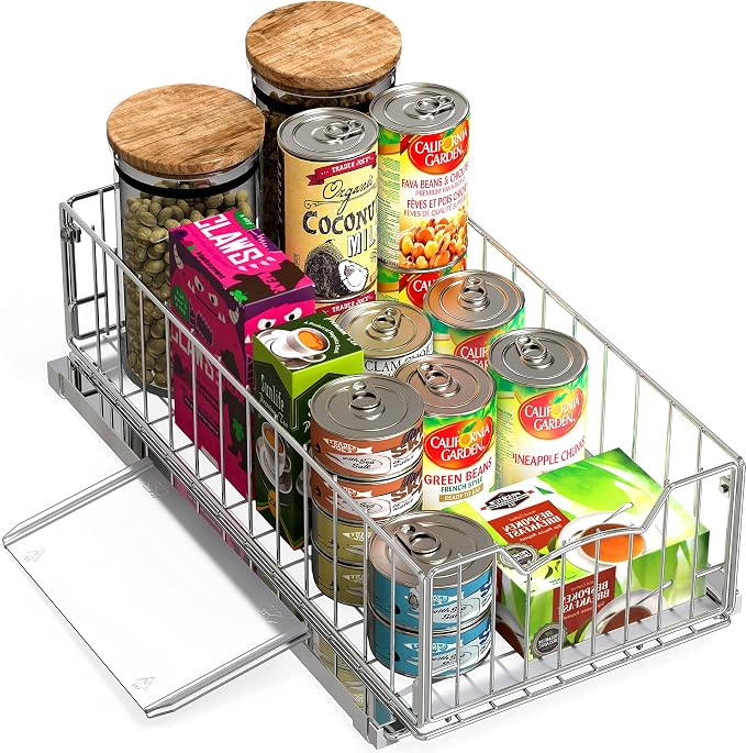 Simple Houseware Pull-Out Cabinet Sliding Basket, 17.2Dx9.7Wx5H, Chrome - Image 7