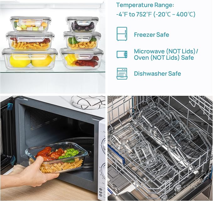 Vtopmart 8 Pack Glass Food Storage Containers with Airtight Lids - Image 3