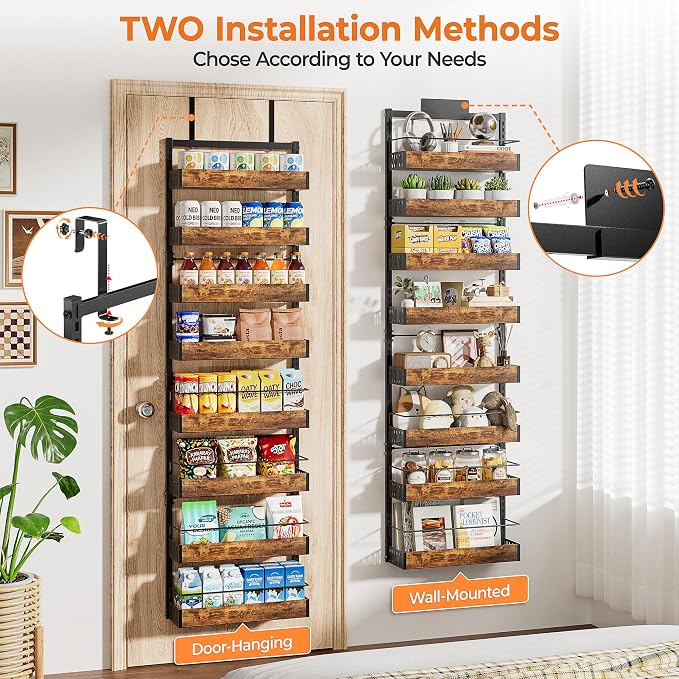 8-Tier Black Metal Back of Door Organizer and Storage for Kitchen Home - Image 6