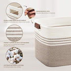 60L Woven Laundry Basket Hamper with Leather Handles,Brown​ - Image 5