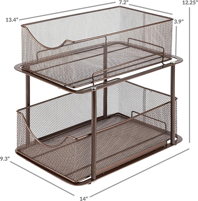 Sorbus Pull-Out Under Sink Organizer, Mesh Construction (Bronze, 1 Pack) - Image 3
