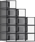 SONGMICS Shoe Boxes, Clear Plastic Sneaker Box, Pack of 12 | Stackable Shoe Storage Organizers, for Closet, 13.1 x 9.9 x 7.4 Inches, Transparent and Black, DENNYS Collection ULSP007B12 by Unknown