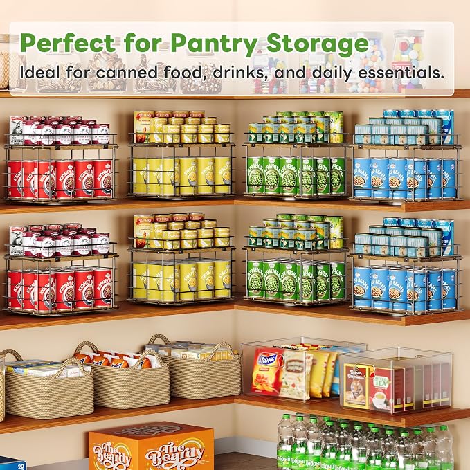 360° Rotating Lazy Susan Can Organizer for Pantry, Holds 26 Cans, Black - Image 7
