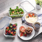 40pc Set Glass Food Storage Containers & Bowls with Airtight Lids - Leakproof BPA-Free Meal Prep Airtight Stackable Lunch Boxes, Kitchen Pantry & Storage Organizers - Microwave Freezer Dishwasher Safe - Image 8