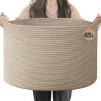 INDRESSME Large Woven Wicker Blanket Basket Living Room, 65L by INDRESSME