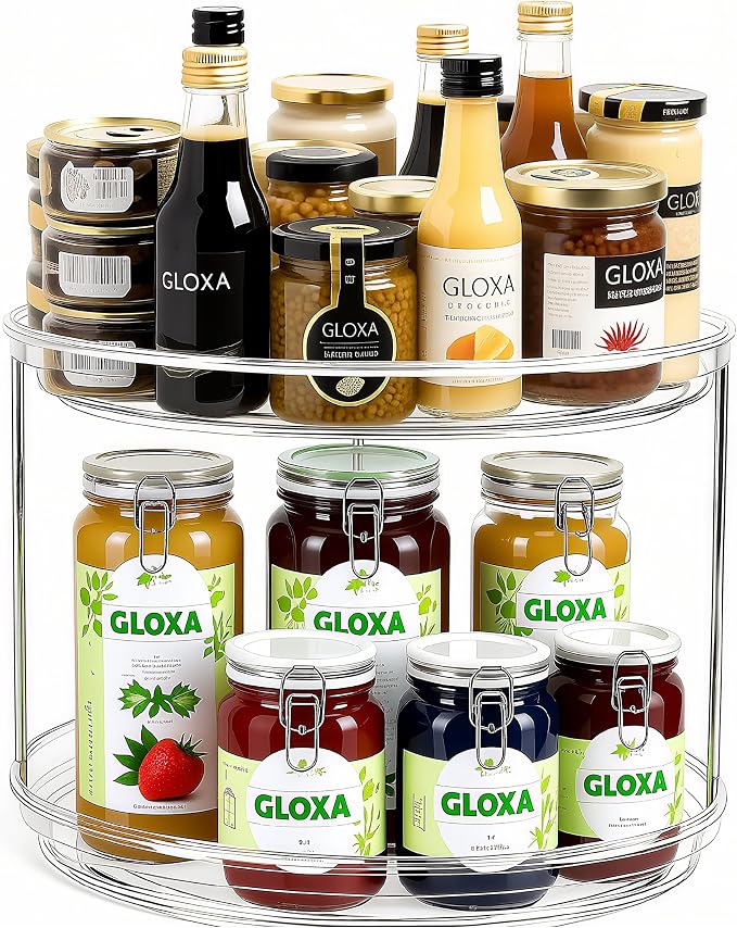 2 Tier Lazy Susan Turntable Organizer for Cabinet, 9.25'' Rotating Spice Rack Organization for Kitchen, Pantry, Bathroom, Vanity, Countertop, Medicine Storage, Seasoning Spice Organizer, 1 Pack by Unknown