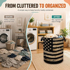 Vintage Flag Laundry Basket,Foldable Oxford Laundry Hamper with Handles,Collapsible Clothes Storage Bucket Tote Bag for Laundry Room,Bathroom,Bedroom,Dorm - Image 4