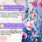 Colorful Flowers Laundry Basket Oxford Cloth Floral Hamper 18.9 x 16.5 Inch - Image 8