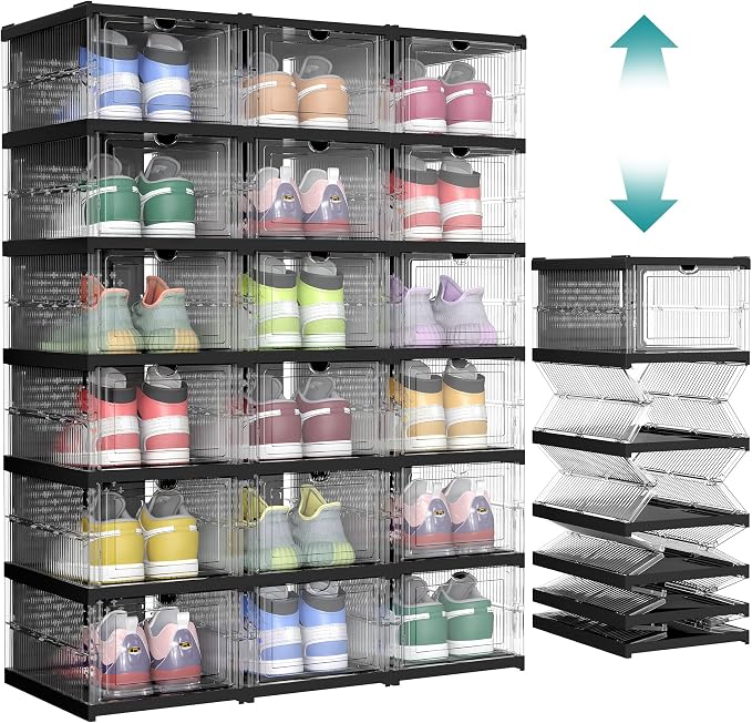 SONGMICS Foldable Shoe Boxes, 6-Tier for 18 Pack, Fit up to US size 13 by Unknown