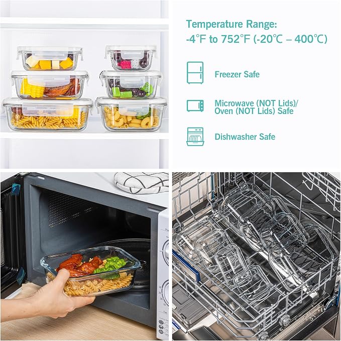 Vtopmart 8 Pack Glass Food Storage Containers with Airtight Lids - Image 4
