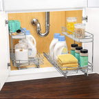 LYNK PROFESSIONAL® Pull Out Under Sink Kitchen Cabinet Organizer - 11.5 in. x 21 inch deep Drawer - Sliding Shelf Organizer for Cabinets and Undersink Storage Shelves - Lifetime Ltd. Warranty – Chrome - Image 3