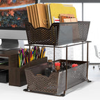 Simple Houseware Cabinet 2 Tier Perforated Basket Drawer, Bronze - 2 Pack - Image 5
