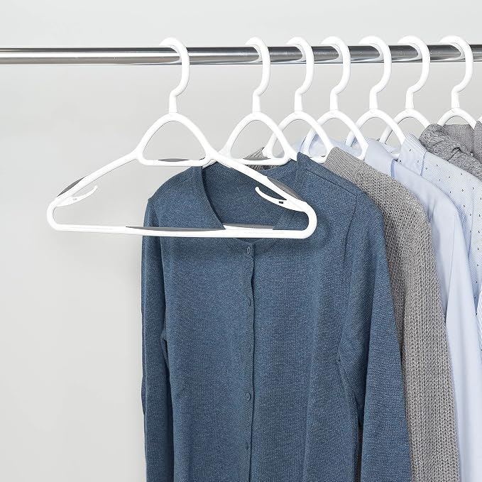 Set of 5 Deluxe Non Slip Hangers by Neatfreak! - Space Saving Hangers for Clothes, Pants, Jackets and Shirt 5 Pack,White/Grey - Image 7