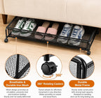 Goaste Under Bed Shoe Storage Organizer with Wheels, Rolling Underbed Storage Containers, Metal Shoe Rack Drawer Space Saving for Bedroom Organization, Shoes, Toys (Black) - Image 5