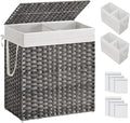 SONGMICS Laundry Hamper with Lid, 110L Double Wicker Basket, 6 Mesh Bags by Unknown