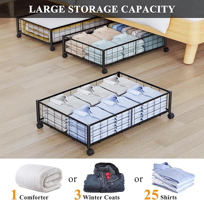 Hleelomi Under Bed Storage with Wheels, 360° Rotating, No-Assembly Underbed Storage Containers, 1 PACK - Image 6