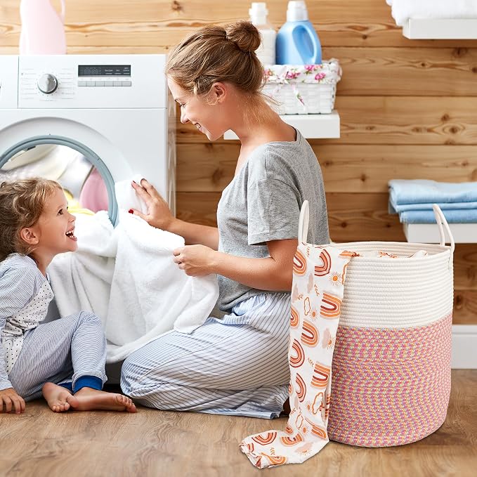 XUANGUO Cotton Rope Laundry Basket Hamper for Clothes Large - Image 4