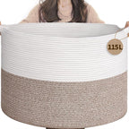 INDRESSME 115L Extra Large Woven Rope Blanket Basket Living Room, Brown by INDRESSME