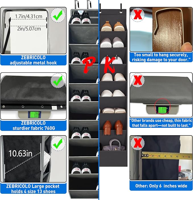 10 Tiers Shoe Organizer for Closet, 20 to 30 Pairs Shoe Rack Door - Image 4