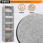 Hanging Closet Organizer 6-Shelf, Oxford Linen Wardrobe Storage, Gray | Easy-mount foldable design holds clothes, handbags, shoes & accessories; washable Oxford fabric, sturdy and space-saving. - Image 4