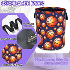 Basketball Laundry Basket Foldable Oxford Cloth Hamper 18.9 x 16.5 Inch - Image 3