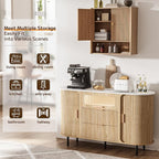 Bathroom Wall Cabinet, Medicine Cabinet with Adjustable Wood Shelf & Doors, Over The Toilet Storage Organizer Wall Mounted Storage Cabinet for Laundry Room, Kitchen, Living Room, Cupboard, Oak - Image 9