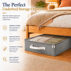 HOMELUX THEORY Under Bed Storage, Medium 2pc with Lid, Light Gray | Drawer-style pull-out design, Fits blankets, clothes, fabric & shoes, Bins with lids, Bedroom & closet storage - Image 8