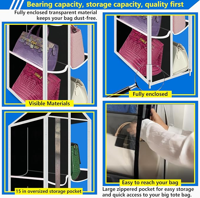 Purse Organizer for Closet, Heavy Duty Hanging Handbag Storage - Image 4