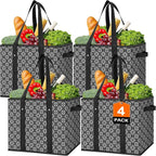 Reusable Grocery Bags 4 Pack, Foldable & Water Resistant Shopping Bags by WiseLife