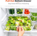 SMRCAD 8 Pack Clear Fridge Organizer Bins with Drain Trays - Stackable - Image 3
